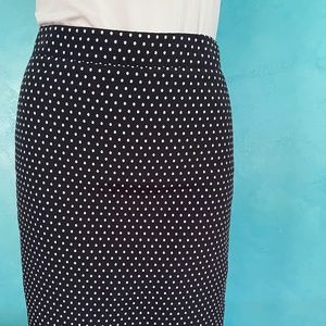 J. Crew navy blue & white polka dot pencil skirt